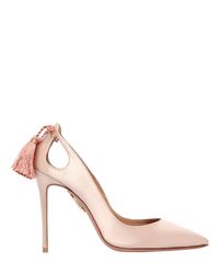 Aquazzura Natural 105mm Forever Marylyn Satin Pumps