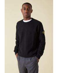 Stone Island - Black 63420 Brushed Cotton Fleece Logo Sweatshirt for Men - Lyst