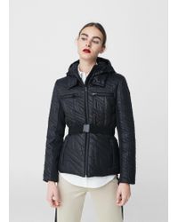 Mango Belted Feather Down Coat in Black | Lyst