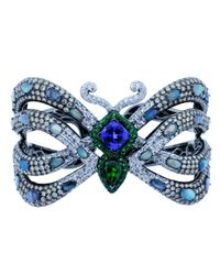 Wendy Yue Blue Tanzanite And Opal Butterfly Cuff Bracelet