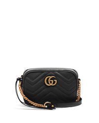 Lyst - Gucci Gg Marmont Mini Quilted-leather Cross-body Bag in Black