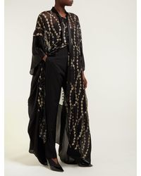 Haider Ackermann Black Floral Embroidered Silk Blend Kimono Style Coat