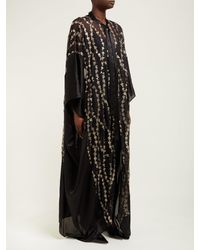 Haider Ackermann Black Floral Embroidered Silk Blend Kimono Style Coat