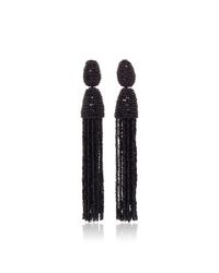 Oscar de la Renta | Black Long Beaded Tassel Earrings | Lyst