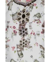 Giambattista Valli | Multicolor Distressed Floral Embroidered Jeweled Top | Lyst