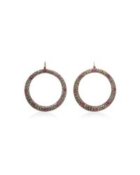 Sanjay Kasliwal - Red Ruby And Diamond Pave Hoops - Lyst