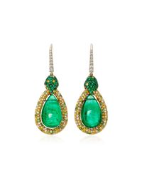 Martin Katz | Green Pear Shape Emerald Cabochon Earrings | Lyst