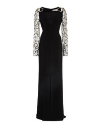 Elizabeth Kennedy | Black Embroidered Long Sleeve Gown | Lyst