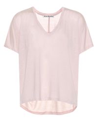 Acne Pink Kileo V-neck T-shirt