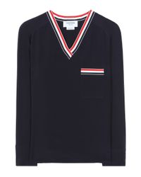 Thom Browne Blue Silk Blouse