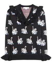 Stella McCartney Black Ruffled Virgin Wool Sweater