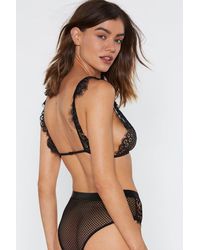 Nasty Gal Black "god Is A Woman Strappy Lace Bralette And Panty Set"