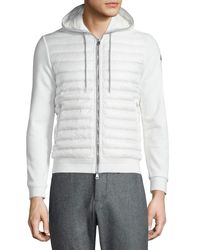 quilted moncler nylon hoodie zip