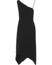 Dion Lee Black One-shoulder Paneled Stretch-crepe Midi Dress