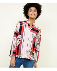 Lulua London Pink Floral Stripe Shirt