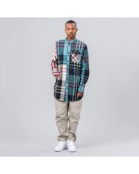 J.W. Anderson - Multicolor Crinkle Check Long Shirt In Mint for Men - Lyst