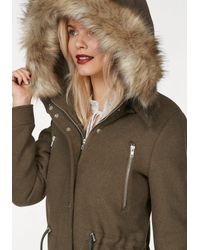 Ltb Green Wollmantel »ODEJE« mit Wollanteil & abnehmbarem Fellimitatbesatz