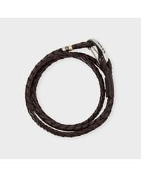 Paul Smith | Men's Brown Leather Wrap Bracelet for Men | Lyst
