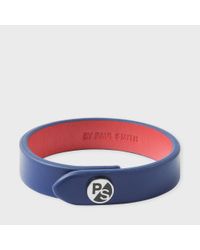 Paul Smith | Men's Blue Leather Ps Logo Bracelet for Men | Lyst