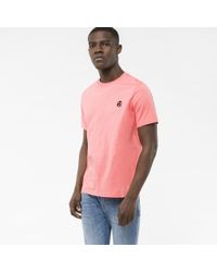 Paul Smith | Men's Pink Organic-cotton Flocked Ps Logo T-shirt for Men | Lyst