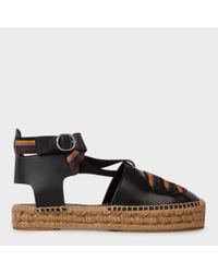 Paul Smith | Women's Black Leather 'march' Espadrilles With Artist Stripe Straps | Lyst