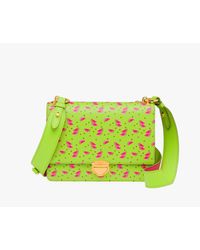 Prada - Green Printed Textured-leather Shoulder Bag - Lyst