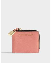 Marc Jacobs Pink The Grind Snap Wallet In Coral Cow Leather