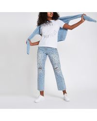 River Island - White 'c'est Magnifique' Embroidered T-shirt - Lyst