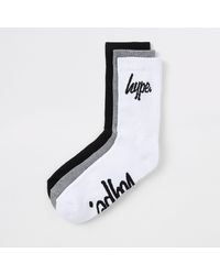 River Island Gray Grey Crest Print Socks 3 Pack for men