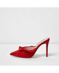 River Island Red Suede Frill Court Style Mules