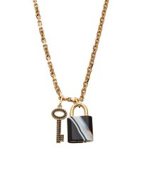 vuitton padlock tone louis pendant necklace key gold metallic