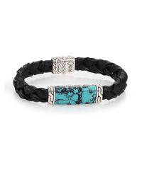 John Hardy | Black Batu Classic Chain Turquoise, Sterling Silver & Leather Bracelet | Lyst