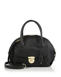 Ferragamo | Black Fiamma Medium Pebbled Leather Satchel | Lyst