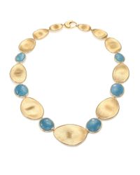 Marco Bicego | Blue Lunaria Aquamarine & 18k Yellow Gold Medium Collar Necklace | Lyst