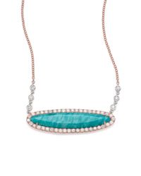 Meira T | Blue Amazonite, Diamond & 14k Rose Gold Pendant Necklace | Lyst