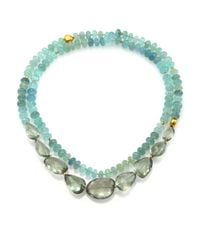 Lena Skadegard | Blue Onda Green Amethyst, Aquamarine & 18k Yellow Gold Long Pebble Necklace | Lyst