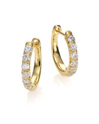 Jude Frances | Metallic Jude Diamond & 18k Yellow Gold Huggie Hoop Earrings/0.5 | Lyst
