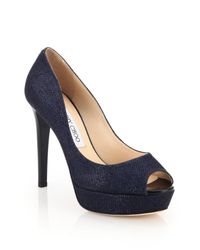 Jimmy Choo | Blue Dahlia 115 Lame Peep Toe Pumps | Lyst