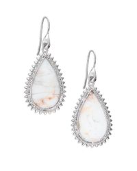 Eddie Borgo | Metallic White Lace Agate & Pave Crystal Small Studded Teardrop Earrings | Lyst