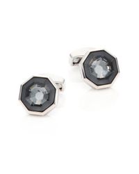 Tateossian | Gray Crystal & Sterling Silver Octagon Cuff Links | Lyst