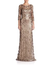 Tadashi Shoji | Metallic Sequin Lace Gown | Lyst