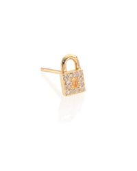 Sydney Evan | Metallic Diamond & 14k Yellow Gold Lock Single Stud Earring | Lyst