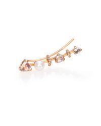 Phyne By Paige Novick | Metallic Marta Moonstone, 4mm White Akoya Pearl, Diamond & 14k Yellow Gold Trillion Single Ear Cuff | Lyst