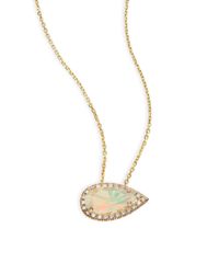 KALAN by Suzanne Kalan | Metallic Soleil Opal, Diamond & 14k Yellow Gold East-west Pear Pendant Necklace | Lyst