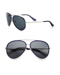 Ferragamo | Blue 58mm Aviator Sunglasses for Men | Lyst