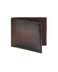 Saks Fifth Avenue | Brown Burnished Leather Bifold Wallet for Men | Lyst