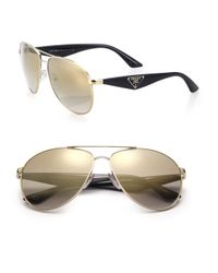 Prada | Metallic 60mm Aviator Sunglasses | Lyst