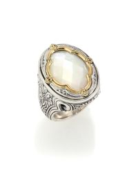 Konstantino | Metallic Selene Mother-of-pearl, 18k Yellow Gold & Sterling Silver Clover Ring | Lyst