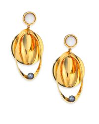 Lizzie Fortunato | Metallic Tortola 6mm Peacock Pearl & Mother-of-pearl Cabochon Voyage Drop Earrings | Lyst