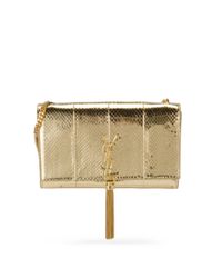 Saint Laurent | Metallic Monogram Kate Medium Snakeskin Shoulder Bag | Lyst
